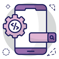 Conceptual flat design icon of mobile coding 