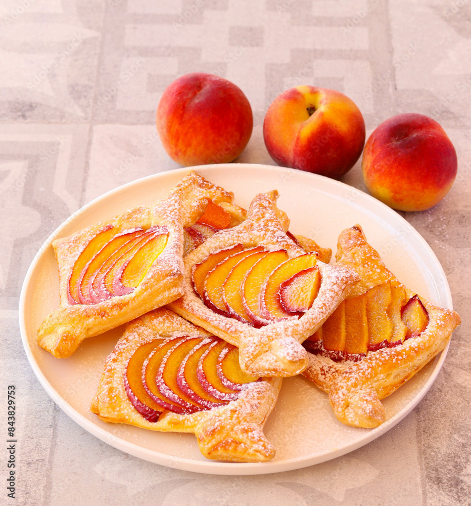 Wall mural peach puff pastry cakes - Wall murals