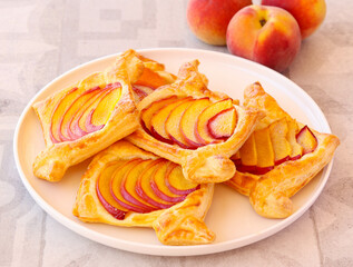 Peach puff pastry cakes