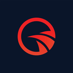 landscape in the circle logo vector with orange color