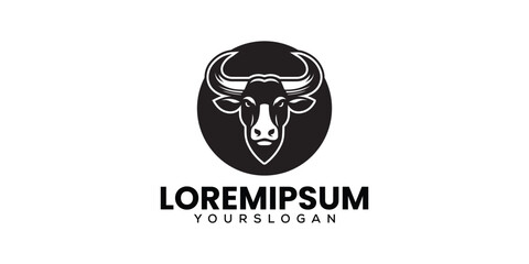 Bull minimalist logo black and white silhouette style