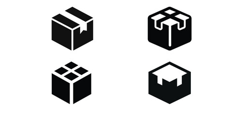 Set of 4 box collection vector illustrated icons best for branding