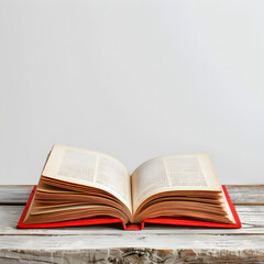 red open book on the wooden table 