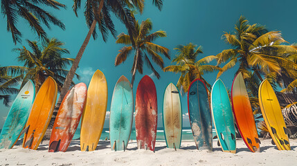 Surfboards on beach Newquay, Cornwall
