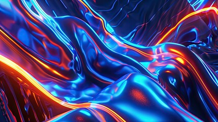 abstract animated background, blue and orange, neon, realistic