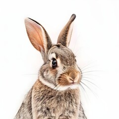 Rabbit isolated on white generative Ai
