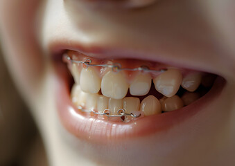 Closeup of a teenager with braces