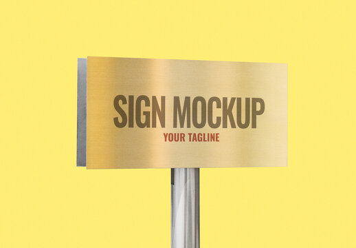 Logo Mockup Template Style Effect Wall Badge Sign Signboard Metal Text Brand Logotype Identity