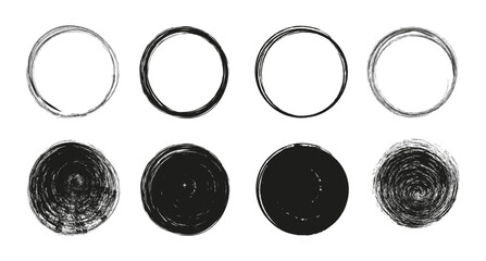 Brush stroke black circle with Japanese sun frame vector illustration.