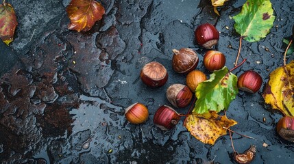 Autumn heralded by Horse Chestnut fruit on the pavement