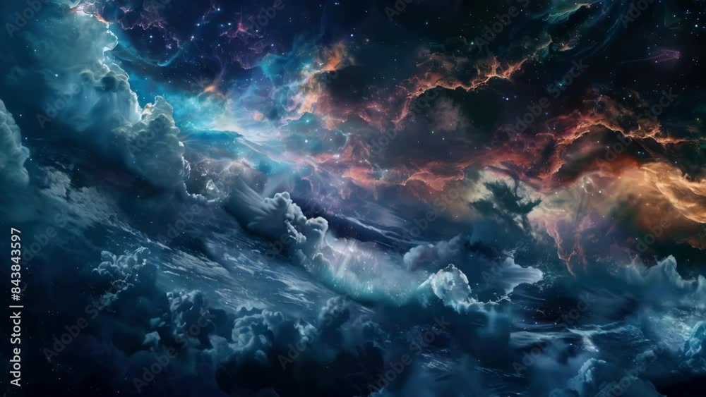 Canvas Prints colorful and vibrant space scene with clouds and stars