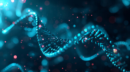 Dna model closeup of abstract blurred darkmode