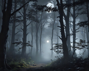 misty morning in the forest