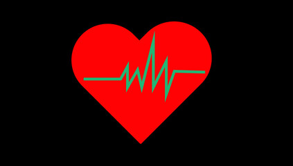 heart and heartbeat  with black background