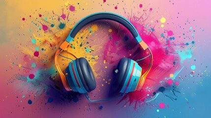 Freshstart music playlist flat design front view uplifting tunes cartoon drawing vivid
