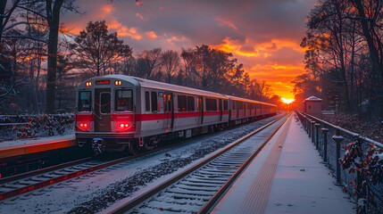 Obraz premium train at sunset