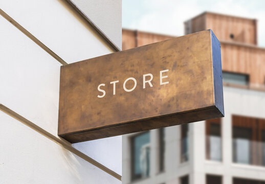 Logo Mockup Template Style Effect Wall Badge Sign Signboard Metal Text Brand Logotype Identity