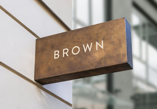 Logo Mockup Template Style Effect Wall Badge Sign Signboard Metal Text Brand Logotype Identity