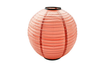 A single pink paper lantern isolated on a black background. The lantern is round and has a black rim.