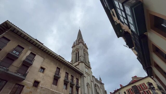 Street view from the historic old town of Bilbao, Spain. Bilbao Basque Country Spain,