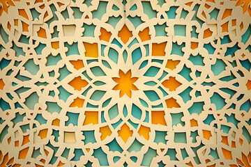 Intricate Geometric Pattern with Yellow and Blue Accents