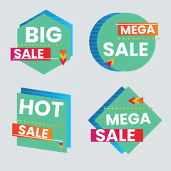 Sale tags collection. Special offer, big sale, discount, best price, mega sale banner set.