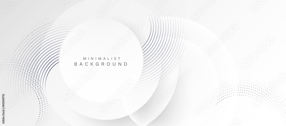 Poster Abstract white background with circle lines. Digital future technology concept. vector illustration.