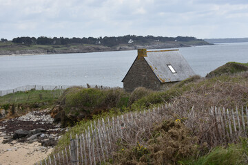seaside in Brittany and view of the open sea