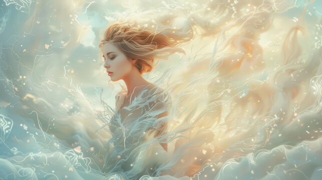 goddess of love depicted in soft pastel colors ethereal and dreamy concept art
