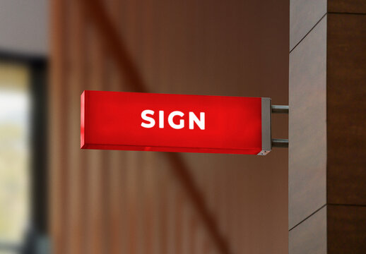 Indoor Logo Mockup Template Style Effect Wall Badge Sign Signboard Metal Text Brand Logotype Identity