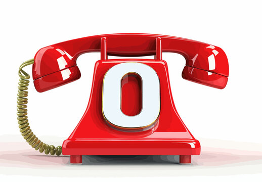a red phone with the letter o on it