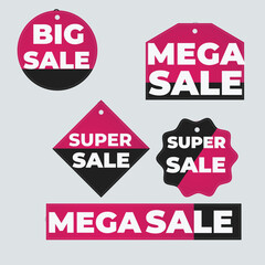 Sale tags collection. Special offer, big sale, discount, best price, mega sale banner set.