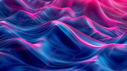 Abstract background with blue and pink glowing waves, in the digital art style