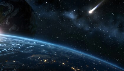 Image of a comet passing Earth