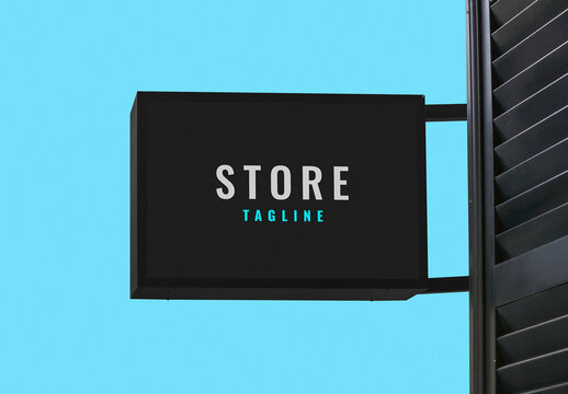 Logo Mockup Template Style Effect Wall Badge Sign Signboard Metal Text Brand Logotype Identity