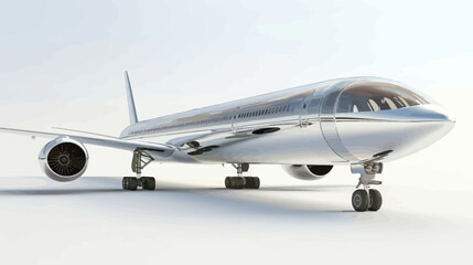 Fototapeta premium a silver jetliner sitting on top of a white floor