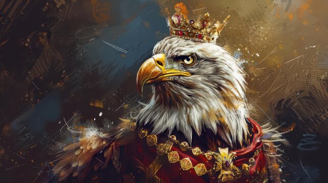 majestic bald eagle in regal kings attire digital painting