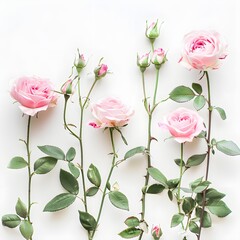 Fototapeta premium rose flowers with pink shade on the white background 