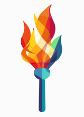 a colorful torch with a white background