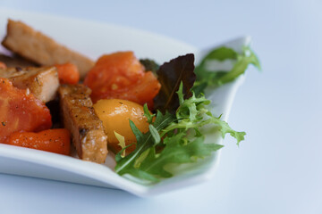 Stewed meat with vegetables and mushrooms