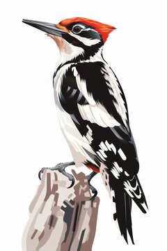 recommend clip art: A Red-Headed Woodpecker Perched on a Branch