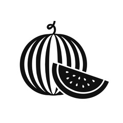 Watermelon, simple black and white icon. Fruit symbol. Vector illustration