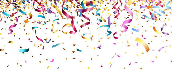 Abstract colorful confetti explosion on black background.