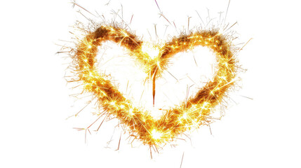 Fototapeta premium Abstract heart shape formed by glowing, fiery particles on a black background.