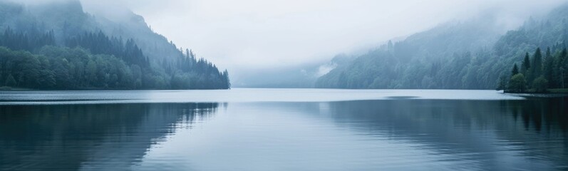 Fototapeta premium Serene lake with no ripples , Nature background 