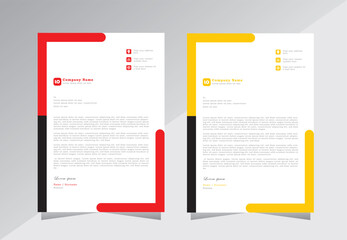 Letterhead design for business, company letterhead template, A4 letter head design, yellow and red color letterhead. vector eps 10
