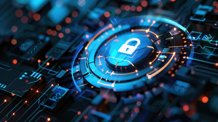 Secure Technology Abstract, Digital Data Encryption, Cybersecurity Concept, Information Protection, Network Security Illustration