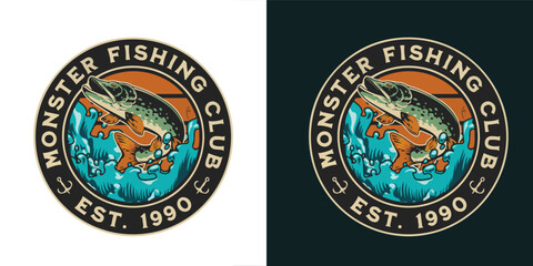 Fishing logo design template illustration . Sport fishing Logo