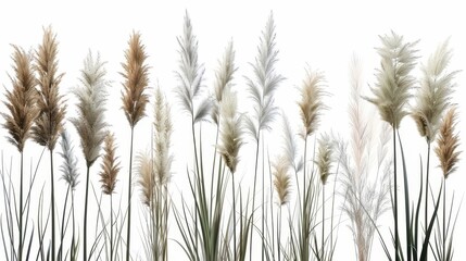 ornamental grass collection with flowy textures and windresponsive movements isolated on white
