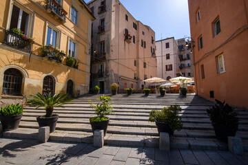 Cagliari - Sardinia, Italy: Cityscape of the old city center in the capital of Sardinia